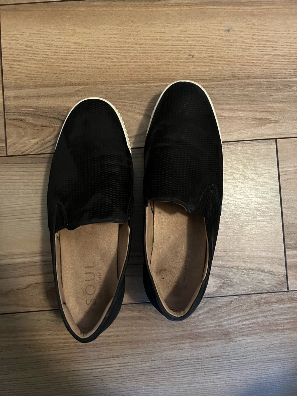 SOUL Naturalizer Women's Black Slip-On Sneakers with White Sole